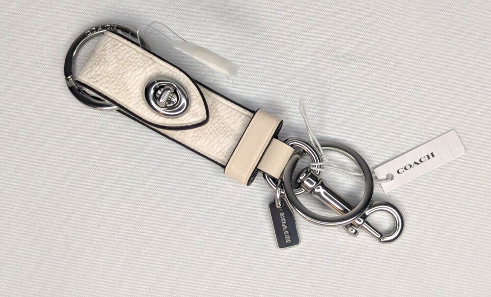 Coach Trigger Snap Bag Charm - White/Silver/Chalk, NWT